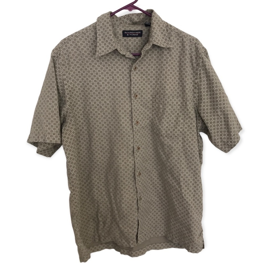 Roundtree and Yorke mens cotton lyocell button down short sleeve shirt